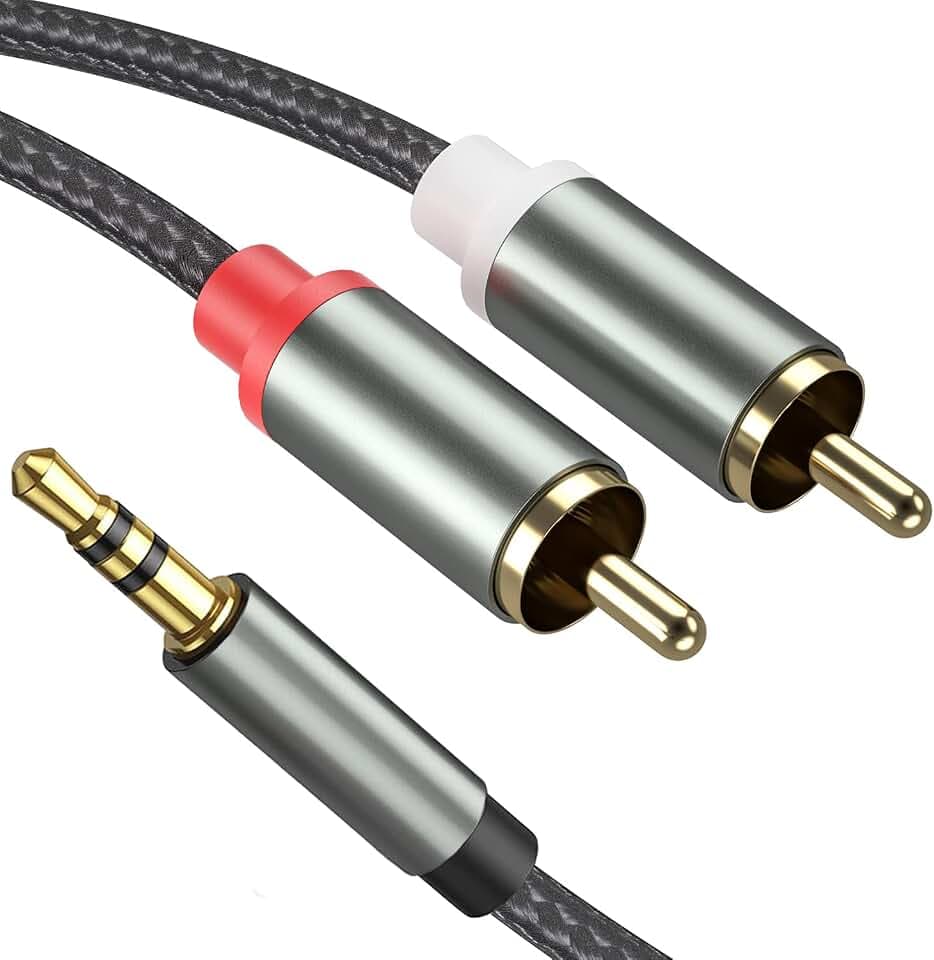 Cinch Kabel Cinch auf Klinke, Audio Aux 3,5mm Klinke zu 2 Chinch RCA Y für MP3, Tablets, Stereoempfänger, Auto, Lautsprecher, HDTV usw