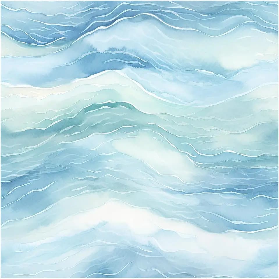 HAOKHOME Ocean Wallpaper Peel and Stick Beach Coastal Blue Sea for Bathroom