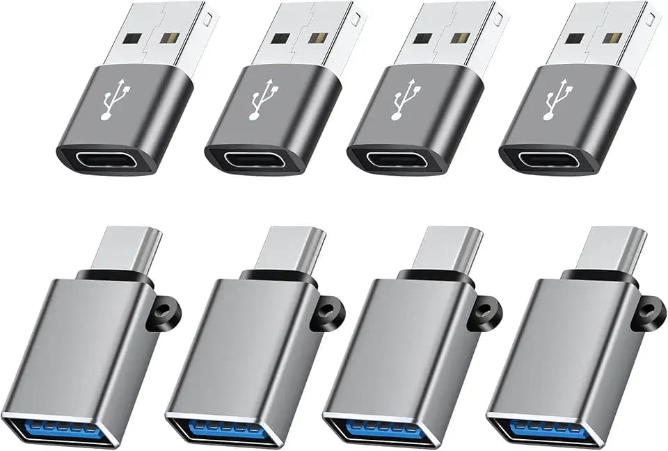 USB A Type C Adapter 8-Pack,USB C & A Male to Female OTG Adapter
