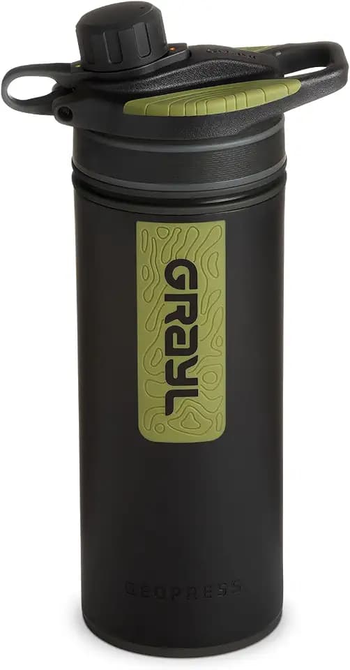 GRAYL GeoPress 710ml Outdoor Wasserfilter Trinkwasser I Eliminiert 99,99% aller Bakterien und Viren I Perfekt für Camping, Survival und Reisen (Black Camo)