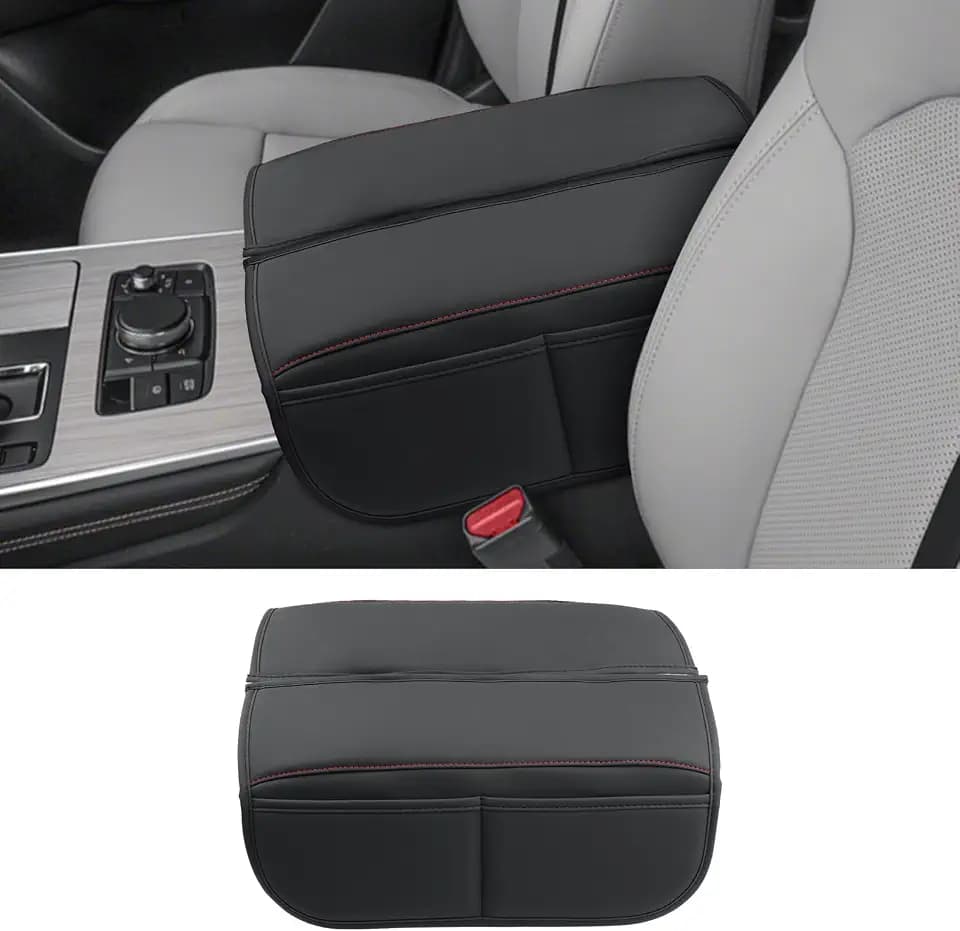 CDEFG for Mazda 2026 CX-90 CX90 Center Console Cover for 2026 Mazda CX-90 CX90 Accessories Armrest Cover Middle Console Pad Car Arm Rest Protector, 2Pcs Leather