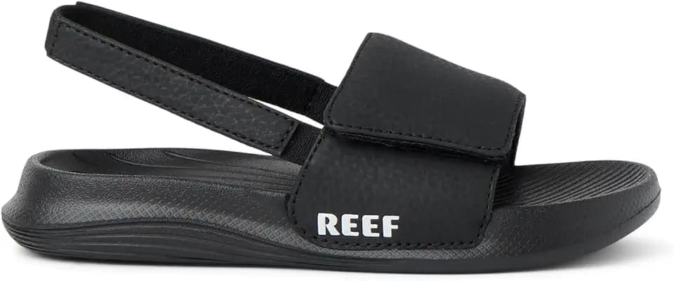 REEF Boys Sandals, Toddler/Little Kid Salty Slide, Black/White, 9