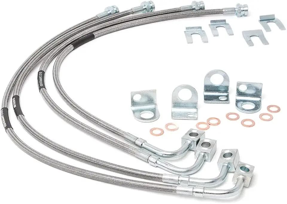Rough Country Stainless Brake Lines for Jeep Wrangler JK w/4-6" Lift (2007-2018) - 24" FR & 22.5"RR Brake Line