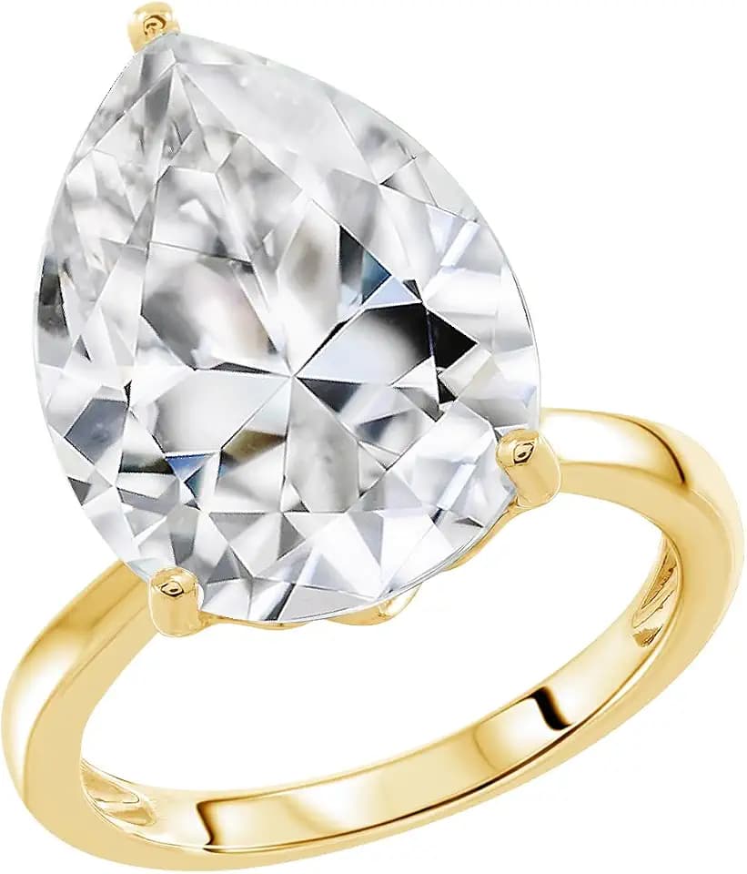 DIAMONBLISS Marilyn Monroe 10-Carat Big Solitaire Ring For Women | 14K Gold Plated 925 Sterling Silver Glamorous Cocktail Ring | 100 Facet Cubic Zirconia CZ Simulated Diamond