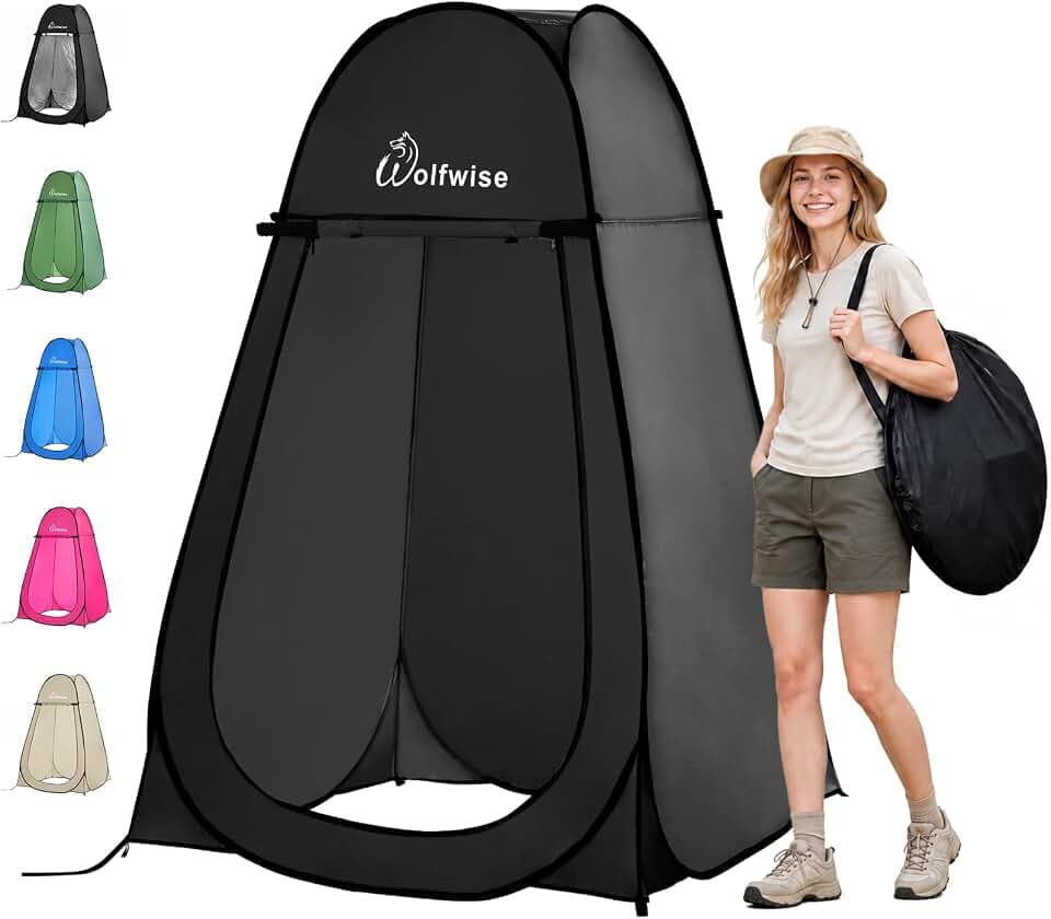 WolfWise Pop Up Shower Tent for Camping Essentials, Compact & Lightweight