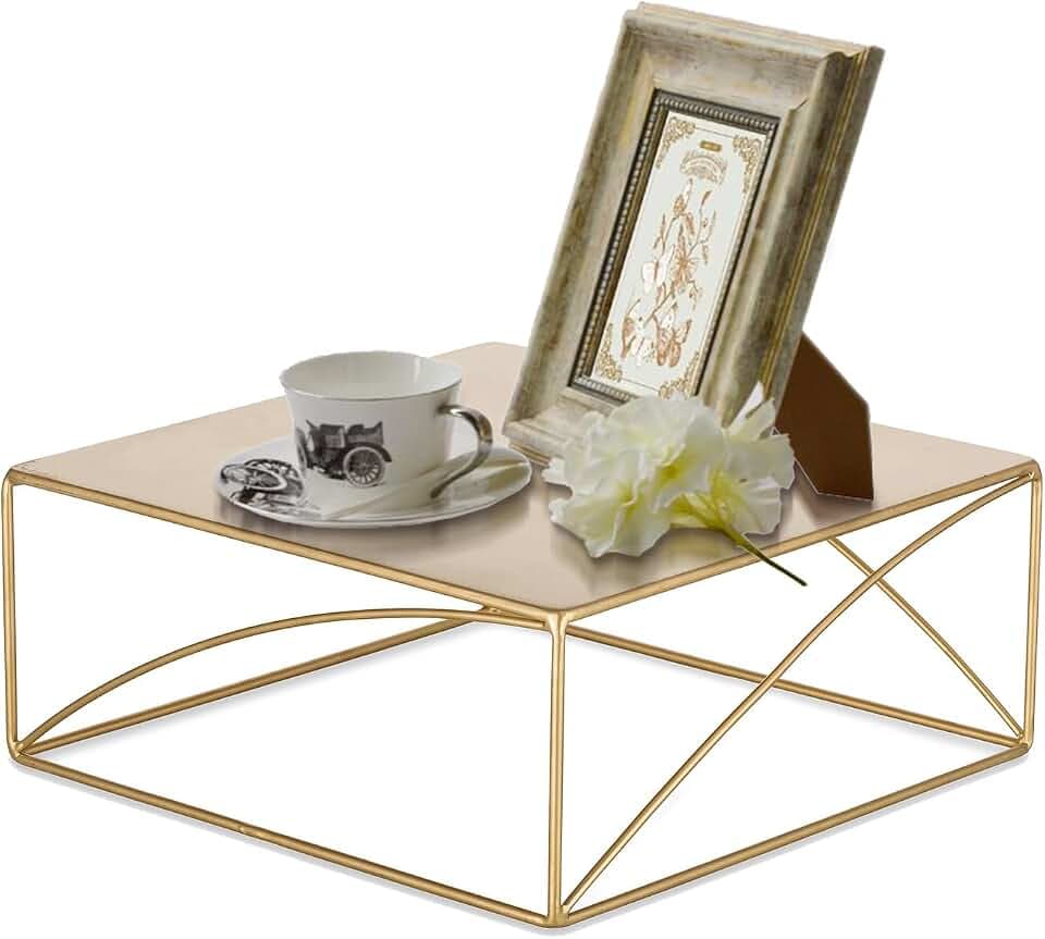 NUPTIO Gold Square Cake Stands, Metal Dessert Risers for Wedding, 12 Inch