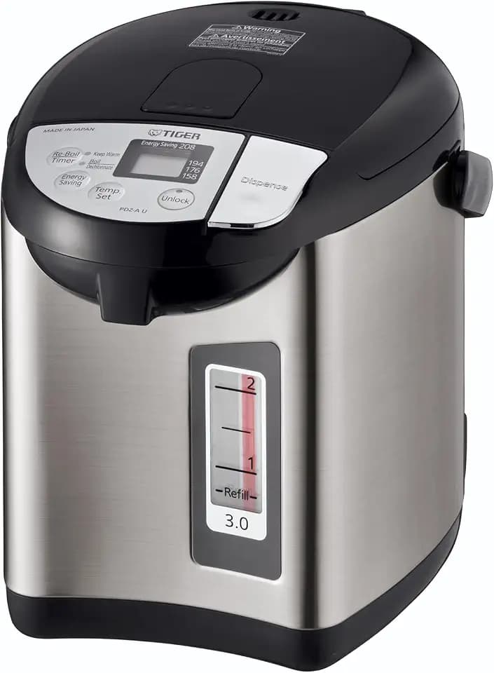 TIGER PDZ-A30U 3.0 Liter Water Boiler and Warmer with 4 Auto-Temp Settings, Stainless Steel Finish