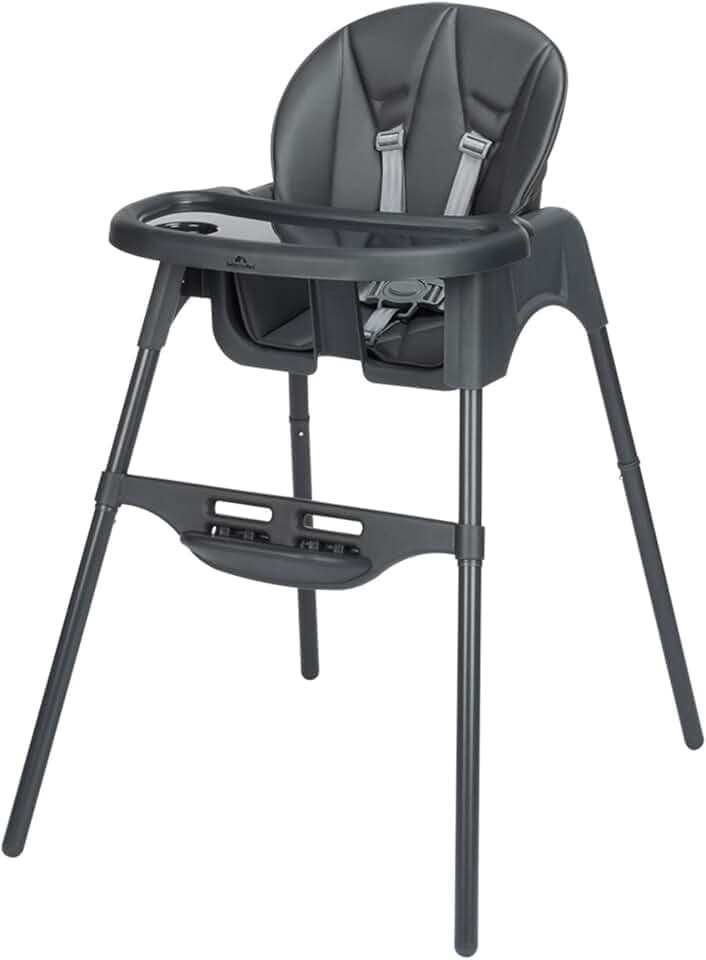Bebeconfort Meely Plus, 2-in-1 Hochstuhl Baby, 6 Monate – 3 Jahre, gepolsterte Hochstuhlkissen, leichter Kinderstuhl (4 kg), Fußstütze und Tablett verstellbar, Rückenlehne verstellbar, Tinted Graphite