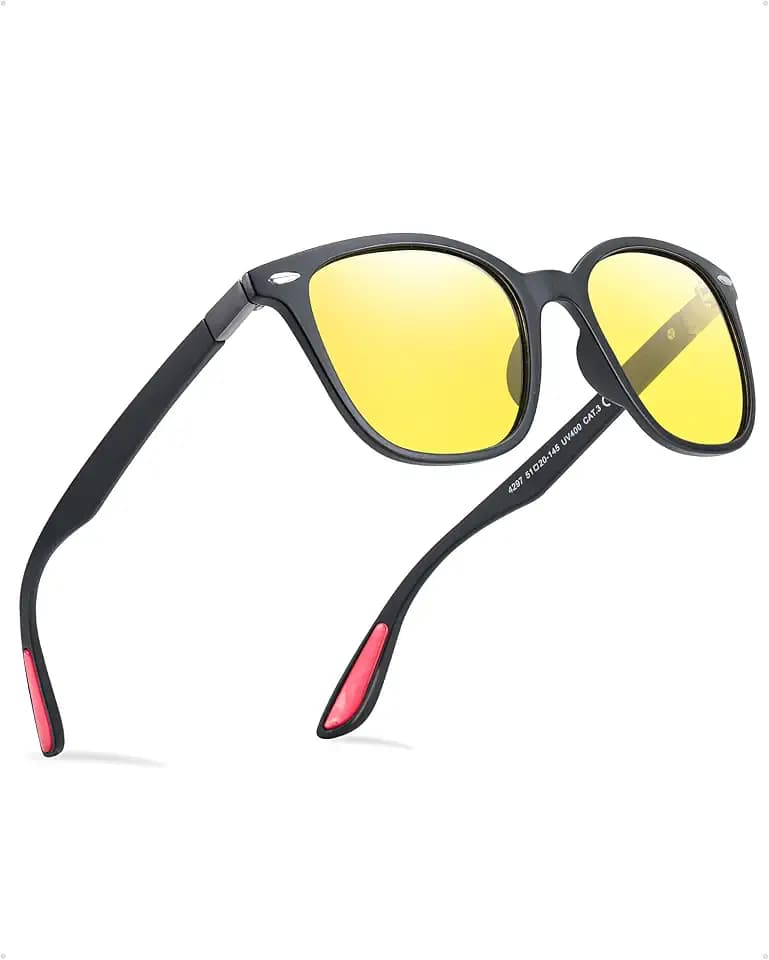 TJUTR Nachtfahrbrille Polarisierte Sonnenbrille für Tag und Nacht Anti-Glare Gelbe Linse Reduzieren Scheinwerfer Blendung nachtsichtbrille UV400 Schutz