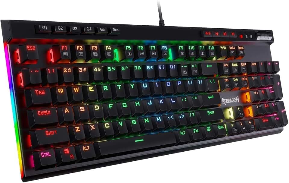 Redragon K580 Wired RGB Mechanical Gaming Keyboard, Macro Key & Media Wheel