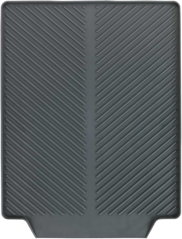 WENKO Abtropfmatte Mod. Linea, Spülbeckenmatte für Geschirr mit geneigter Fläche für optimalen Wasserablauf, aus robustem Kunststoff, 40 x 3 x 30 cm, Grau