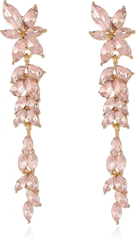 Rhinestone Long Dangle Earrings for Women,Sparkly Crystal Statement Drop Earrings for Wedding,Prom,Bridal Party and Formal Events