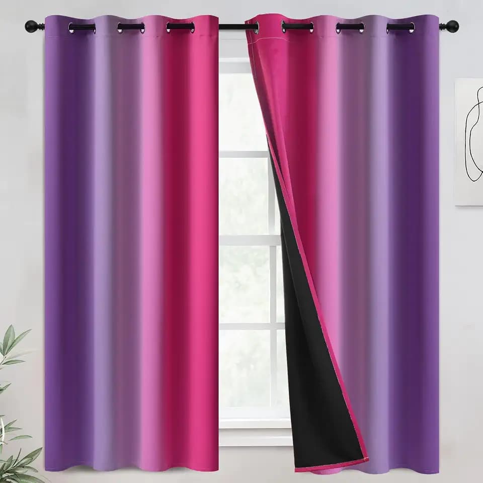 COSVIYA 100% Blackout Curtains & Drapes Pink Purple Curtains 63 inch Length