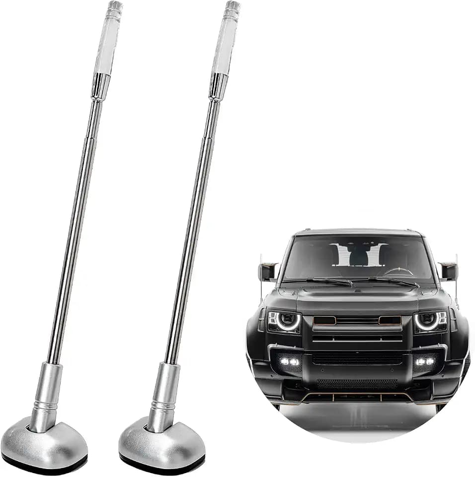 DXNQ 2 PCS Car Bumper Corner Antenna Pole, Adjustable Parking Driving Assist Telescopic Antenna for New Drivers, Expandable Flag Pole Bumper Guard for Car Track, Car Accessories (Silver)