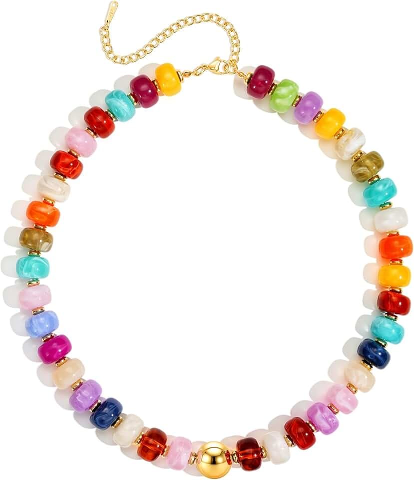 Ritach Chunky Beaded Necklaces for Women – Colorful Acrylic Beaded Choker
