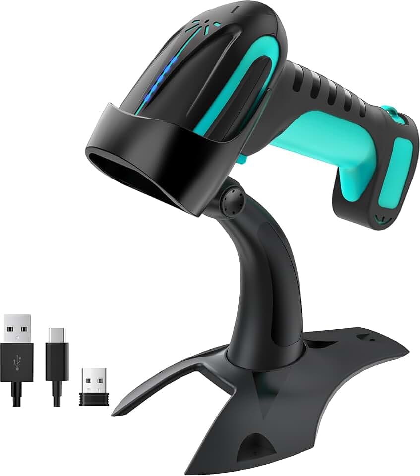 Tera Pro 3 in 1 Extreme Leistung Barcodescanner Kabellos QR 2D 1D Bluetooth Kabellos 2,4G & Kabelgebunden USB-C Industriell 1D Barcode Scanner 2500mAh Exzellente Fallfestigkeit mit Ständer 8100 Blau
