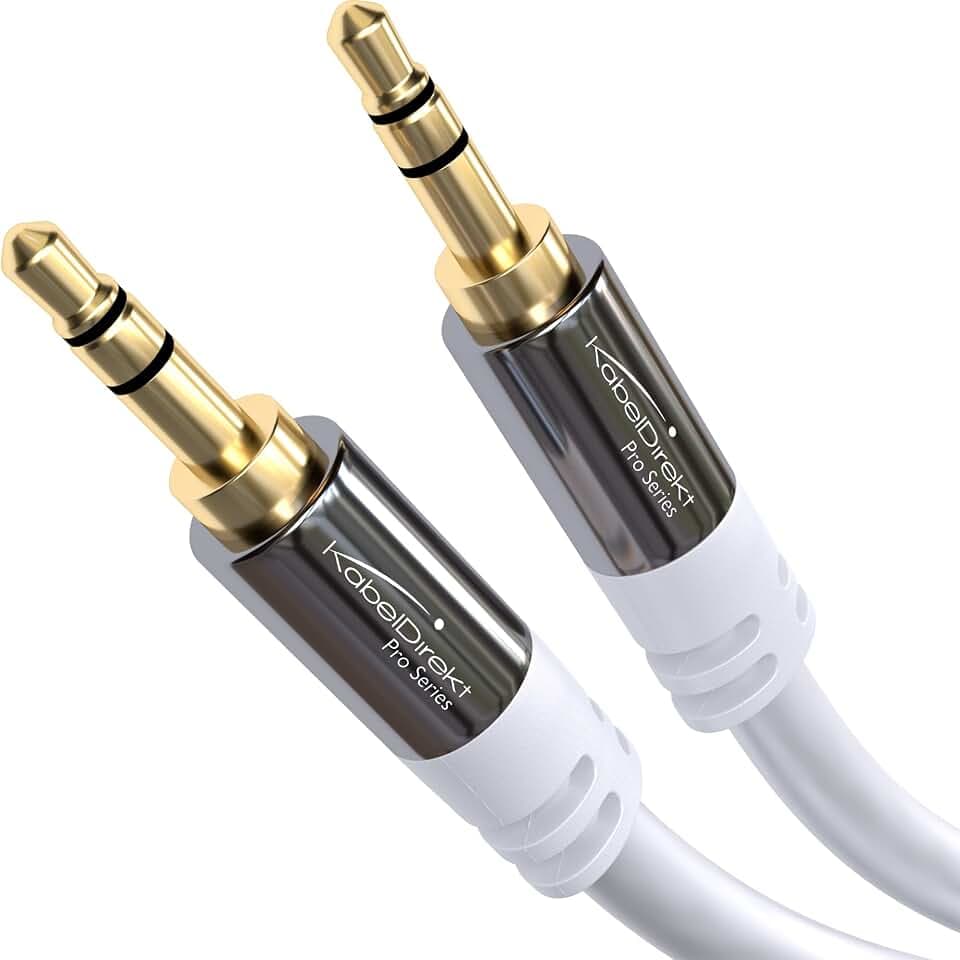 KabelDirekt – Aux-Audio-Klinkenkabel 3,5mm – 7,5m – Weiß