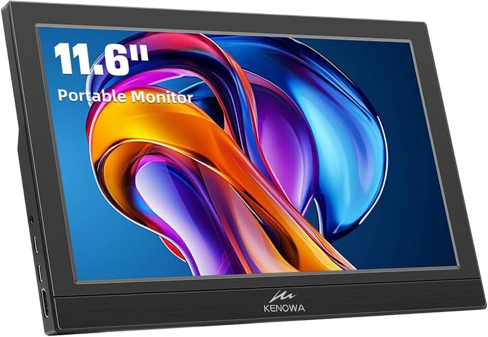 Kenowa 11.6 Zoll Tragbarer Monitor mit Dual Type-C/HDMI IPS-Bildschirm FHD 1920x1080 LCD Externe Monitor für Windows 7 8 10 OS PS3 PS4 Xbox Mac Raspberry Pi B Computer Laptop