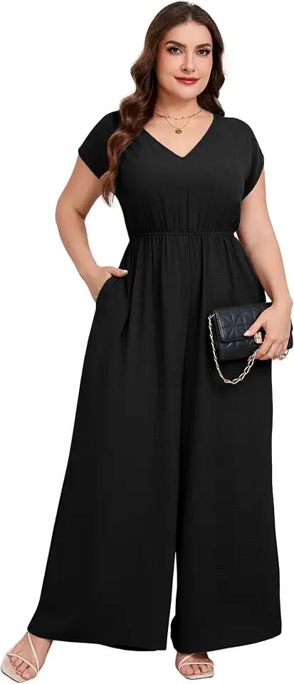 Women's Plus Size Jumpsuit Dressy Casual Wide Leg Elegant Summer Outfit