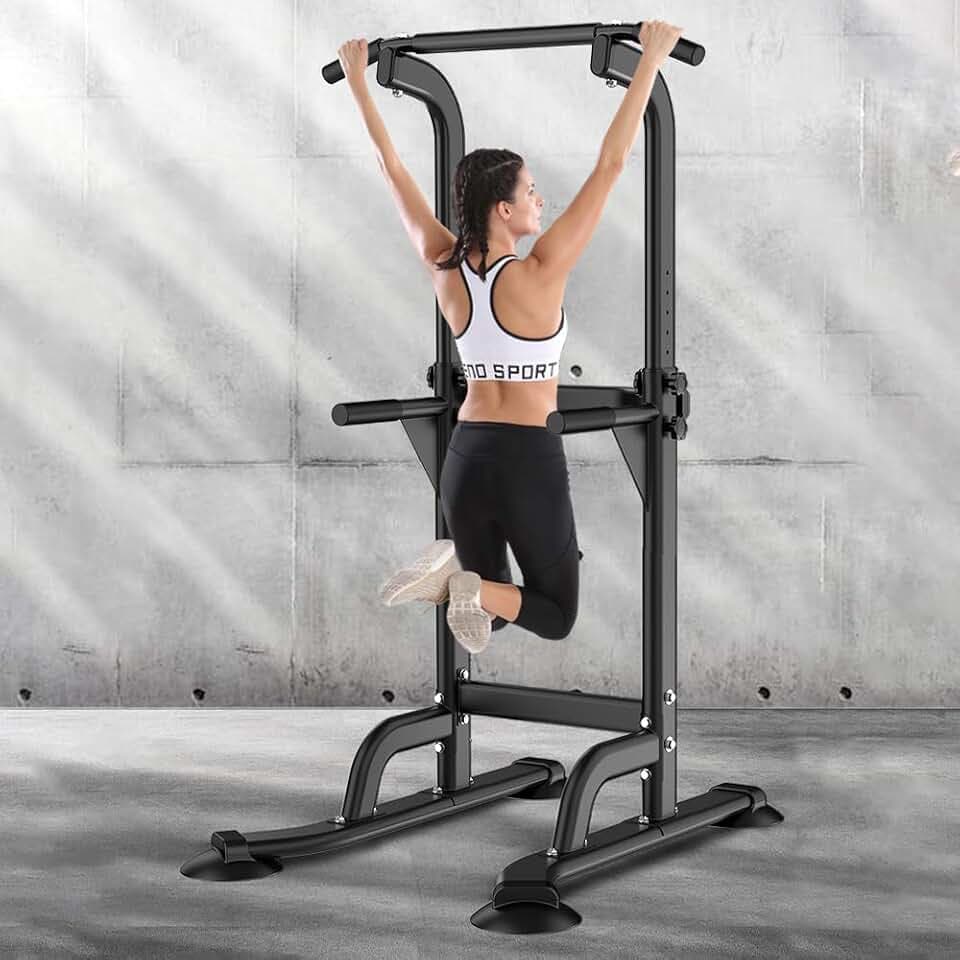 SogesPower Power Tower Dip Station Pull Up Bar Station for Home Gym