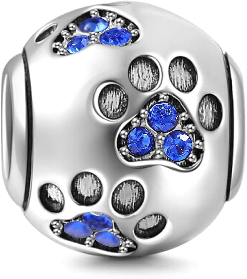 925 Sterling Silber Hundepfoten-Anhänger Fußabdruck Charm Tier Charm Geburtstag Charm Haustier Charm für Pandora Armband