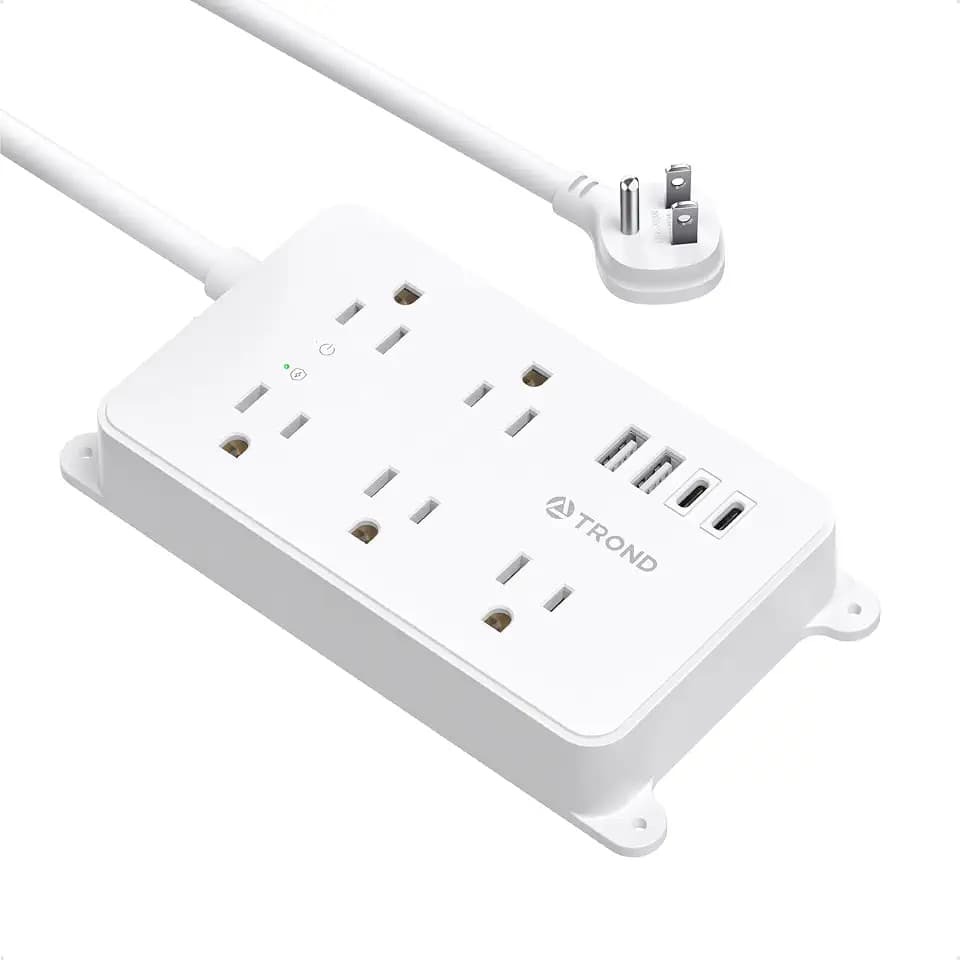 TROND Power Strip with USB, Wall Mountable, 5ft Extension Cord, ETL Listed