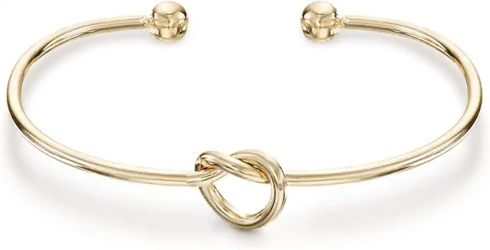 PAVOI 14K Gold Plated Forever Love Knot Infinity Bangle Bracelets for Women | Gold Bangle Bracelet for Women