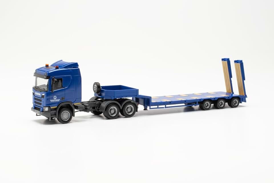 herpa LKW Modell Scania CR ND Wehrtechnische Dienststelle für Waffen und Munition, Miniatur im Maßstab 1:87, Sammlerstück, Made in Germany, Kunststoff, Blau