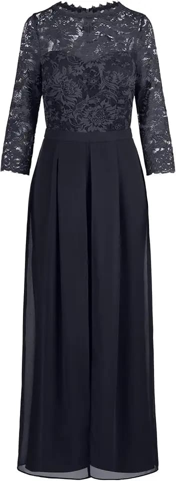 APART Abendoverall mit Spitzentop und weitem Bein,