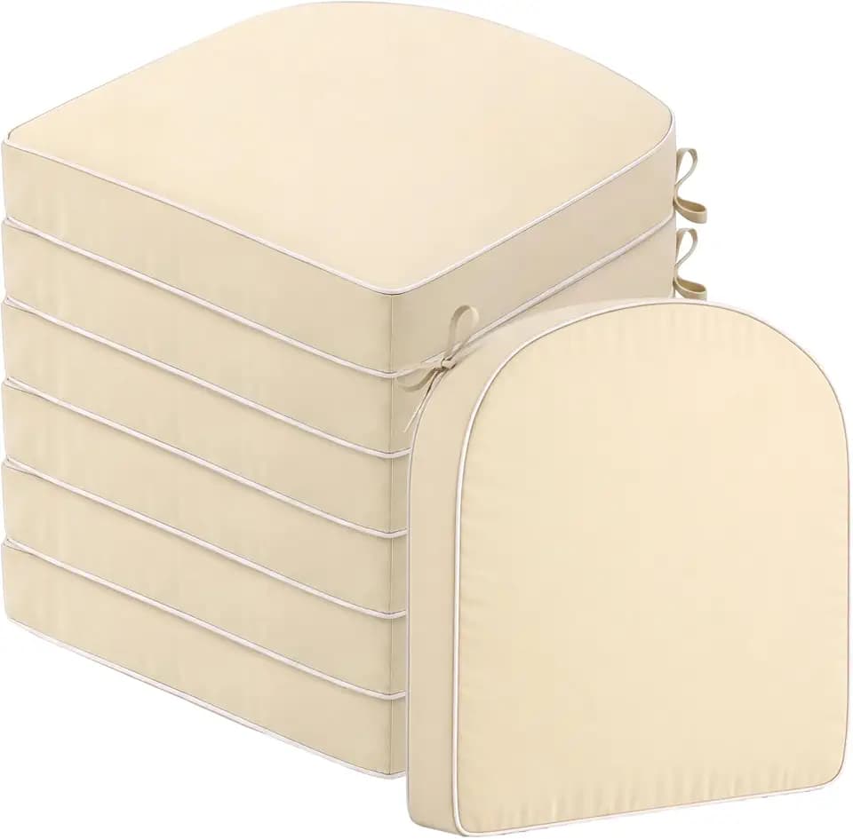 Pickmesh 6 Pcs 19x19 Outdoor Chair Cushions Set Waterproof, Beige