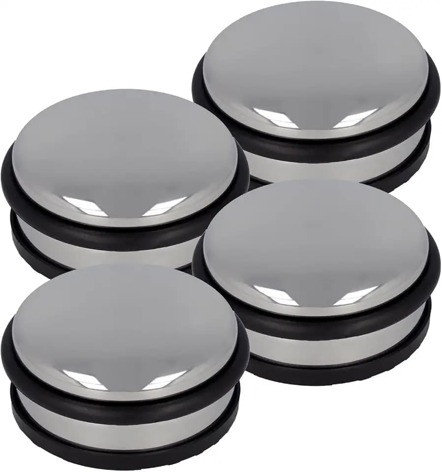 Westcott Türstopper aus Edelstahl 4 Stück | Runder Türstopper mit 1,2kg Eigengewicht | Türschonender Gummiring | Extra rutschfeste Unterseite | ⌀ 10cm, Höhe 4cm | Stabil bei Durchzug | E-19001 00