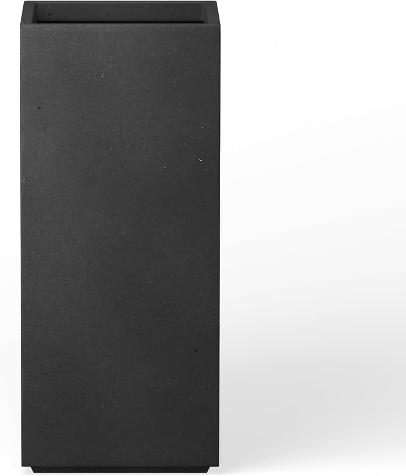 Kante Large Column Square Black Concrete Planter 27.6" H, Outdoor