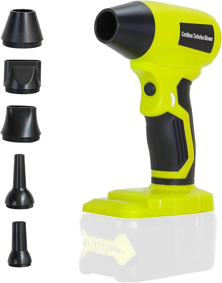 2026 Brushless Leaf Blower Cordless for Ryobi 18V Battery, Lightweight Electric Handheld Mini Blowers with 5 Attachments, Stepless Speed for Short, Quick Precision Cleanup(No Battery)