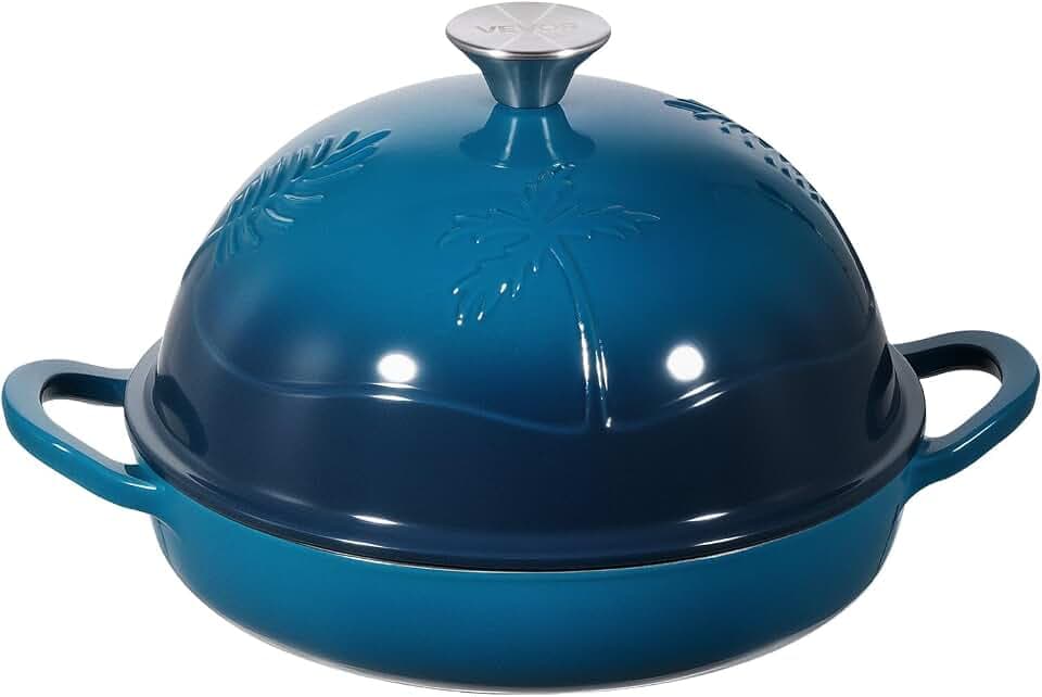 VEVOR Schmortopf aus emailliertem Gusseisen, 4,73 L Dutch Oven zum Backen von Sauerteigbrot, robuster Kochtopf mit Deckel & 2 Griffen, geeignet bis 260 °C, Brottopf zum Kochen und Braten