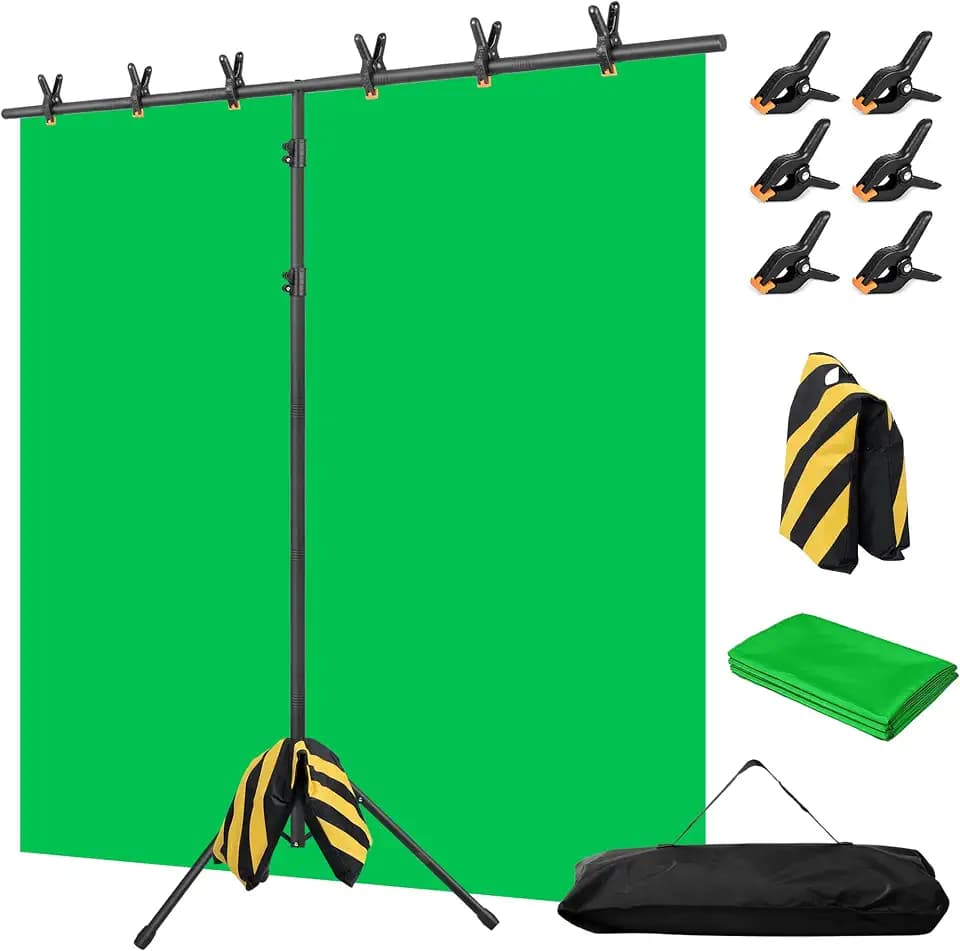 Green Screen Backdrop with Stand, 8x7.2FT for Streaming Video