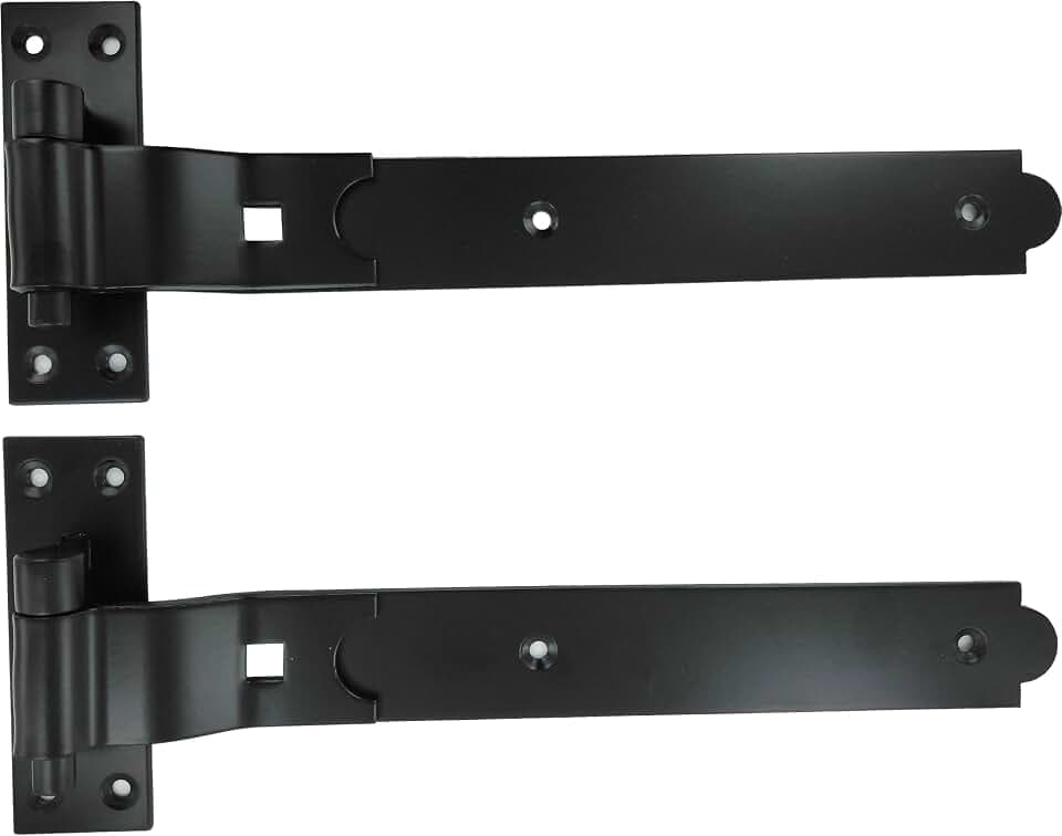 Merriway BH06852 Gate Hinges Heavy Duty Hook & Band Cranked Necked Black 350mm Pack of 2 (14 Inch) (14")