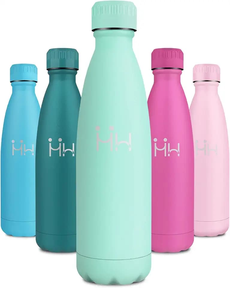 Edelstahl Trinkflasche 500ml, Thermoskanne Doppelwandig, Thermosflasche BPA-frei, Isolierflasche Auslaufsicher für Sport, Fahrrad, Büro, Outdoor, Reisen, Schule, Sport, Laufen, Fitness, Fahrrad