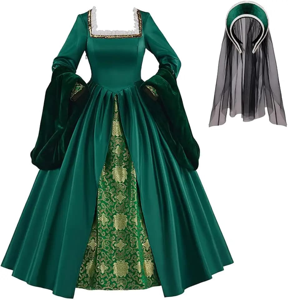 Tudor Period Anne Boleyn Costume Dress Women Renaissance Tudor Princess Queen Elizabethan Costume Ball Gown