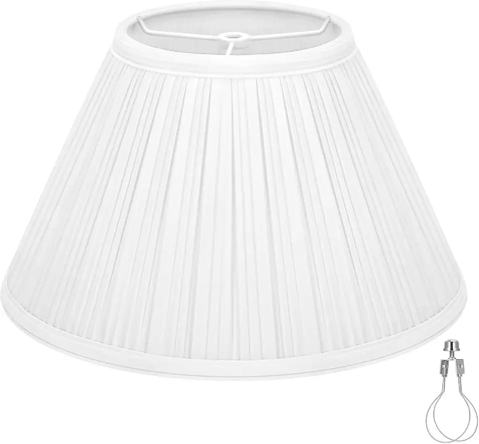 Pleated Lamp Shade, 6" Top x 13" Bottom x 7.2" High, White Empire Shade