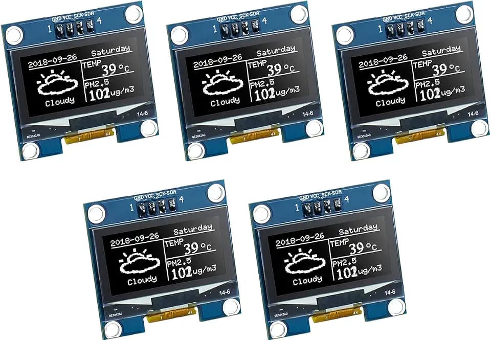 Hosyond 5 Pcs 1.3 Inch IIC I2C OLED Display Module 128x64 Pixel SH1106 Screen Module Compatible with Arduino/Raspberry Pi (White)