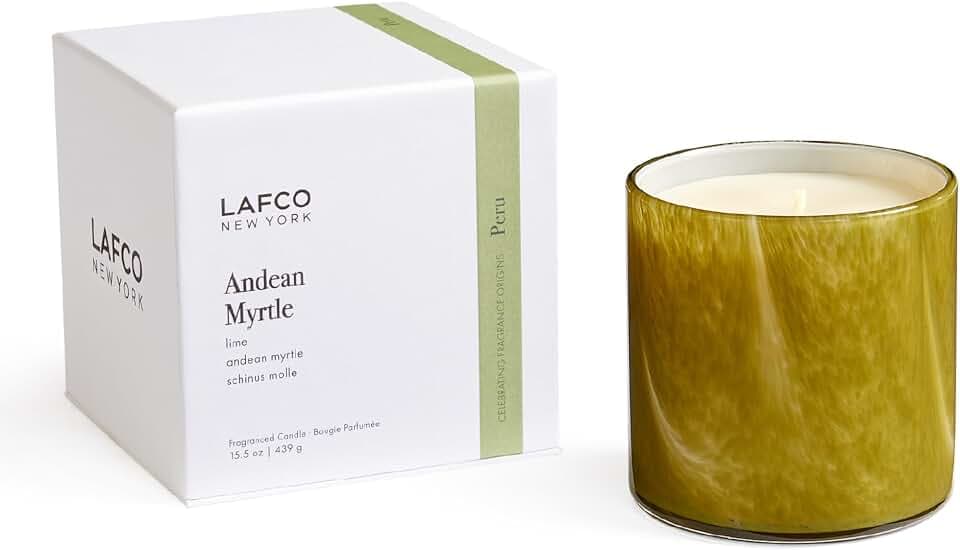 LAFCO New York Signature Candle, Andean Myrtle - 15.5 oz - 90-Hour Burn Time - Reusable, Hand Blown Glass Vessel - Made in the USA