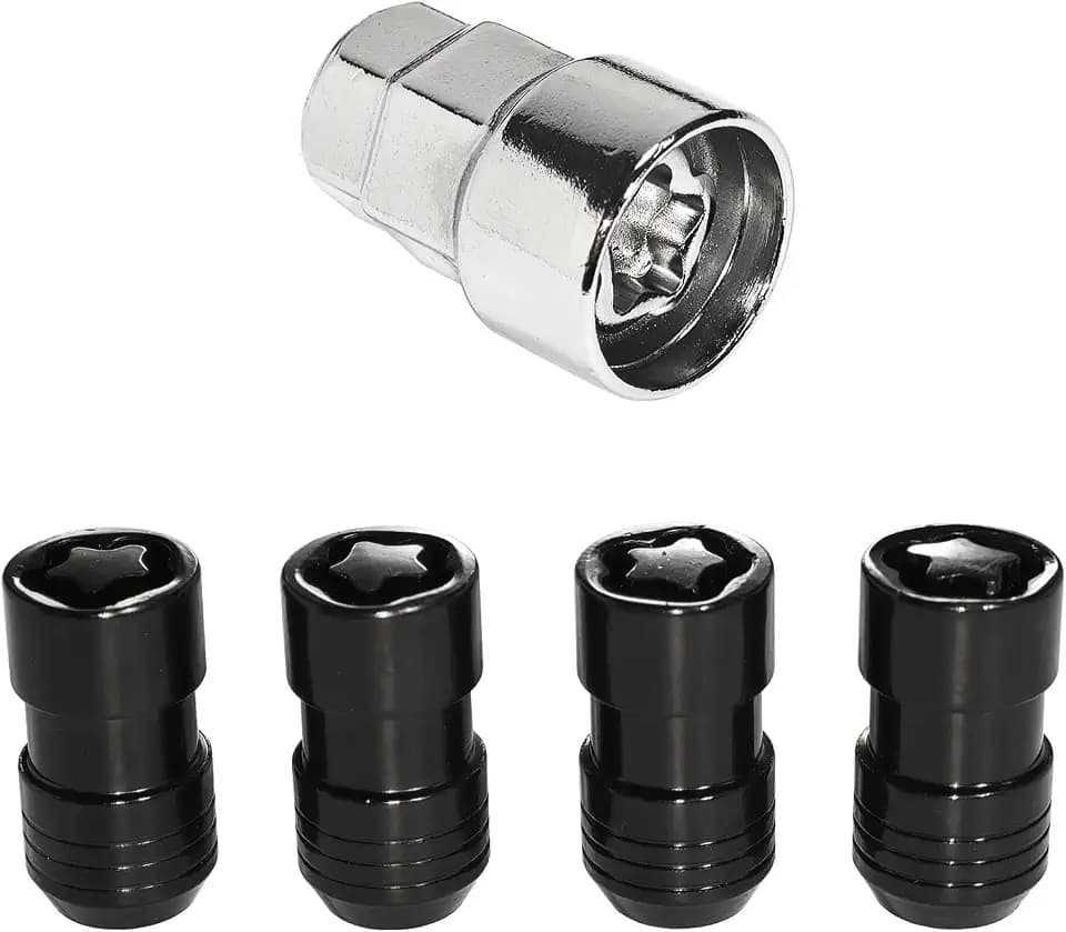 Black Wheel Locks Lug Nuts for Cars (M14X1.5 Thread Size, 1.57 inch Height, 60 Degree Cone Seats) - Set of 4 Locks and 1 Key
