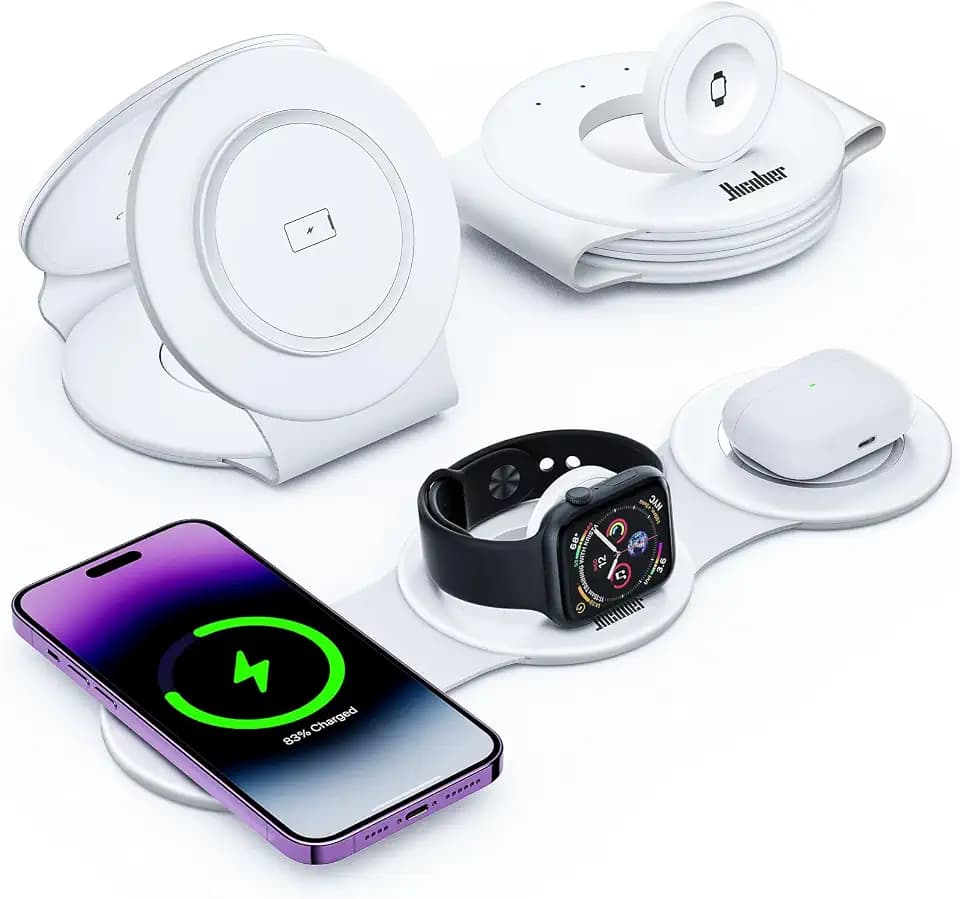 HICOBER 3-in-1 Wireless Charging Station for iPhone, Watch, AirPods, White
