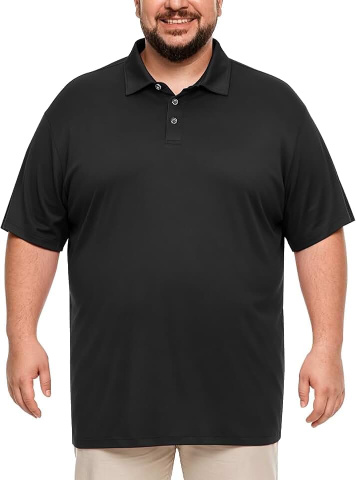 Big and Tall Men's Polo Shirt UPF 50+ Quick Dry Collared Golf Shirt