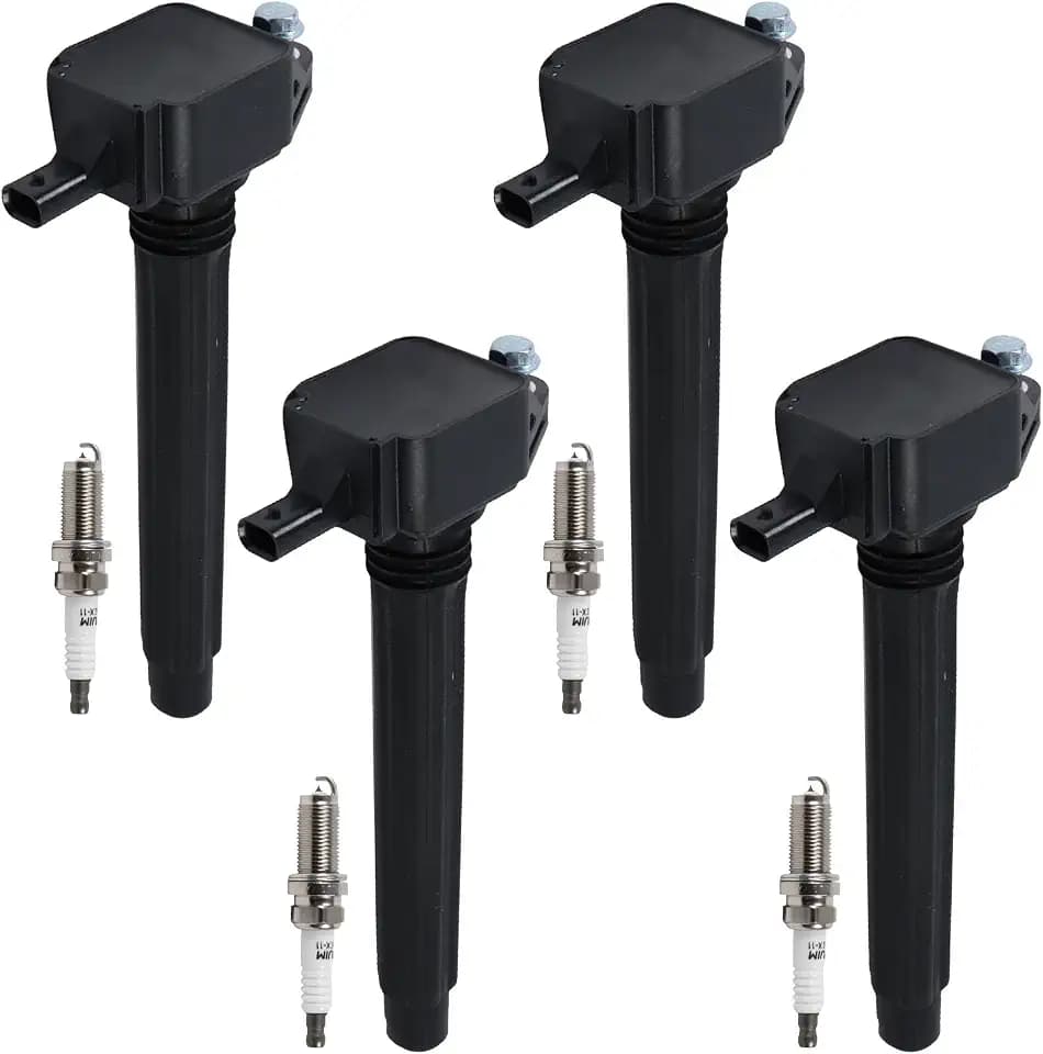 4PCS UF751 Ignition Coils & 4PCS Iridium Spark Plugs Ignition Coils Pack Fits for 2014-2020 Cherokee, 2015-2020 Renegade, 2018-2020 Compass, 2015-2021 ProMaster City 2.4L, Aftermarket Parts