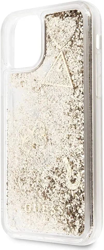 Guess Hülle aus der Glitter Hearts Collection Serie GUHCN58GLHFLGO für das iPhone 11 Pro, Gold