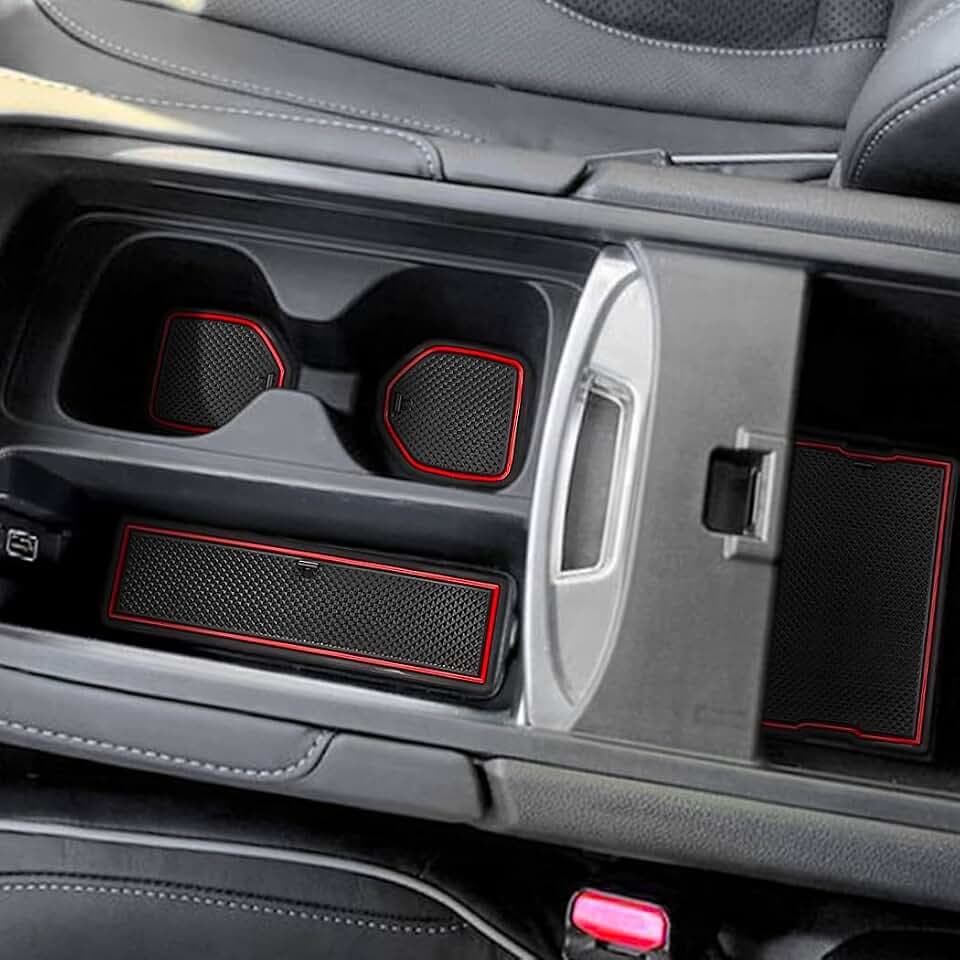 auovo Anti-Dust Mats Compatible with Acura RDX 2019 2020 2021 2022 2023 Door Slot Pad Car Interior Automotive Decoration Center Console Liners Door Liners Cup Holder Liners (16PCS/Set) (Red)