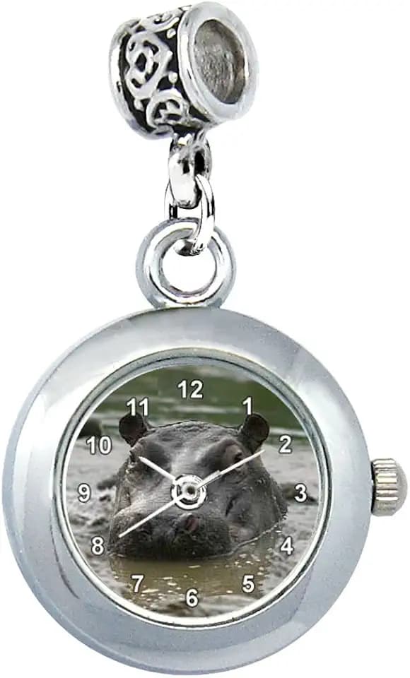 Nilpferd Bead Uhr für Armbänder und Ketten Rund Analog Quarz EBA0143