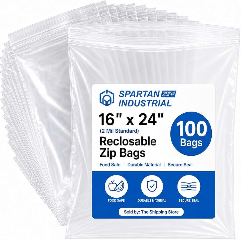 16” X 24” (100 Count) 2 Mil Clear Reclosable Zip Plastic Poly Bags