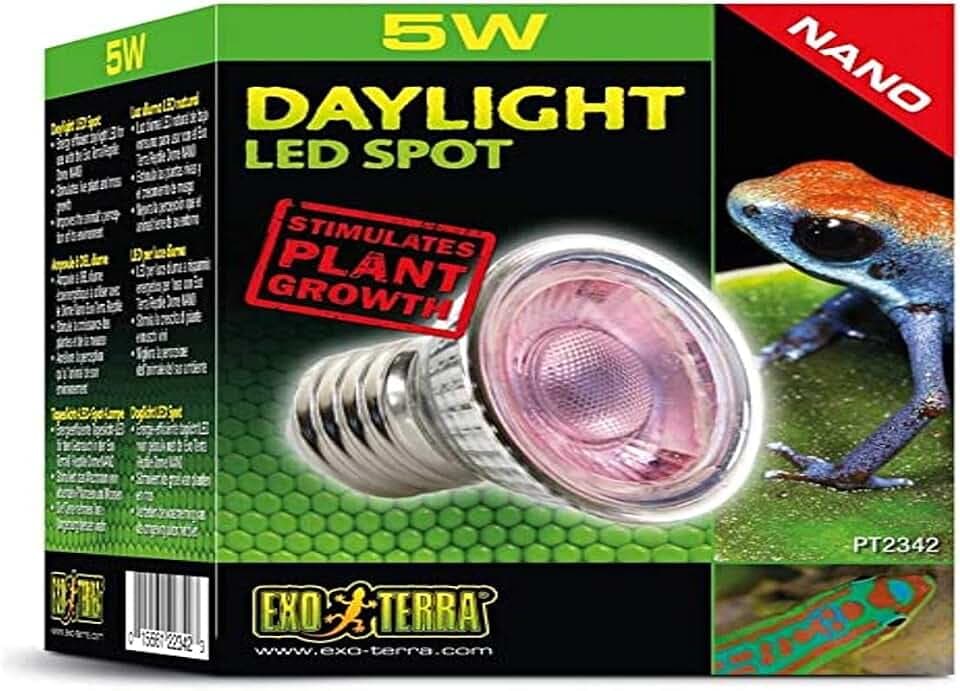 Exo Terra Daylight LED Spot NANO, LED Tageslichtlampe, für den Gebrauch im Exo Terra Reptile Dome Nano, 5W, Fassung E27, Silber, 1 Stück (1er Pack)